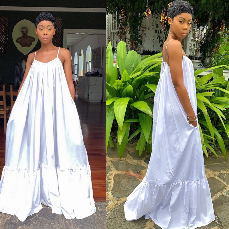 Dresses for Women S-5X Summer Clothes Backless Bohemian Long Dress Sleeveless Loose Sexy Slip Dress Wholesale Dropshipping 210331Z