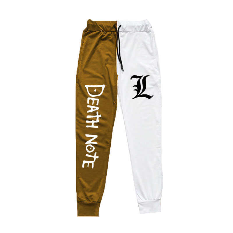 New Japan Anime Death Note Print Trousers Men Women Double Color Sweatpants Funny Joggers Lounge Hip Hop SweatpantS G1007