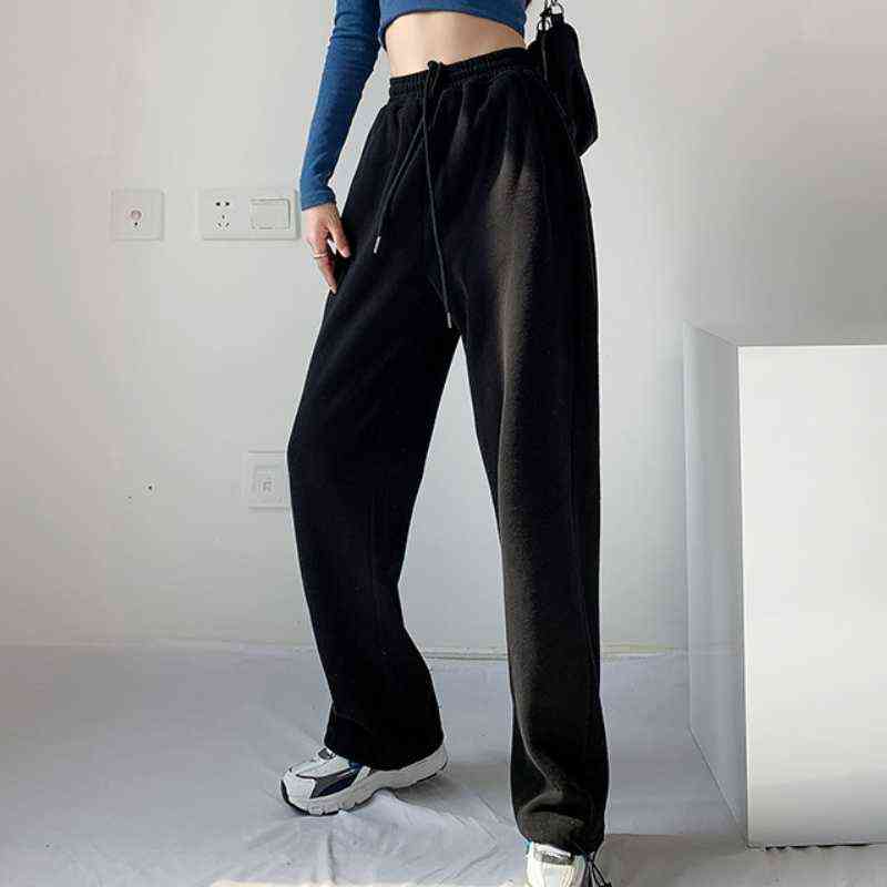 Plus Size Gray Baggy Sweatpants Women Autumn Loose Women's Sports Thicken Velvet Pants Warm Winter Trousers Joggers Streetwear 211115