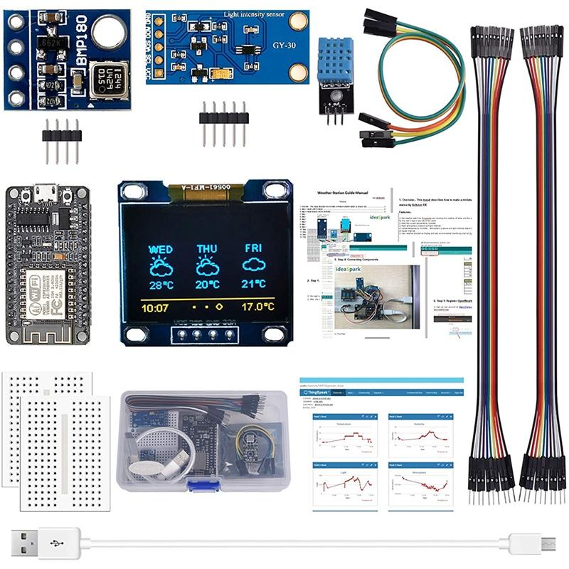 Smart Home Control ESP8266 Weather Station Kit With DHT11 Temperature Humidity BMP180 Light Sensor 0.96 Inch OLED IIC Display For Arduino
Smart Home Control ESP8266 Weather Station Kit With DHT11 Temperature Humidity BMP180 Light Sensor 0.96 Inch OLED IIC Display For Arduino