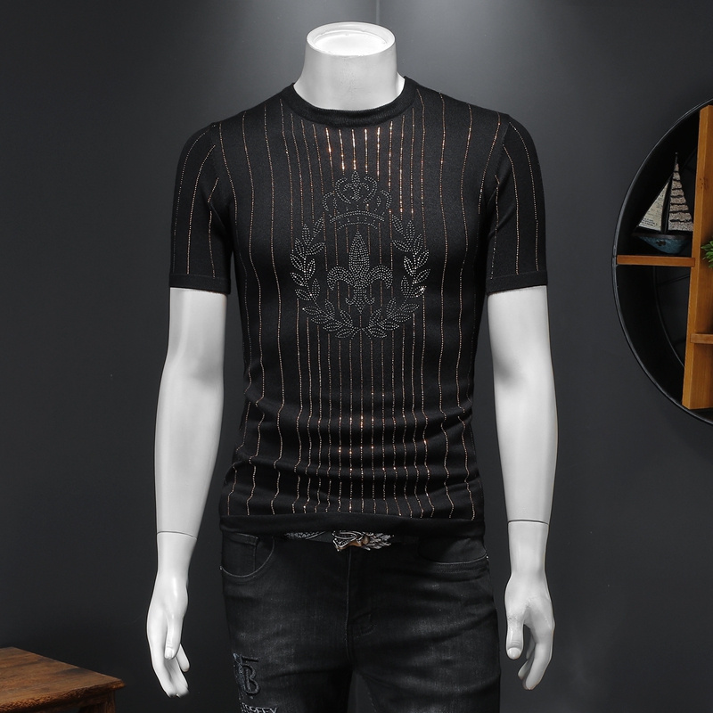 2022 mens autumn new hollow hot drilling halfsleeved sweater trend printing slimfit knit shortsleeved, Black
2022 mens autumn new hollow hot drilling halfsleeved sweater trend printing slimfit knit shortsleeved, Black