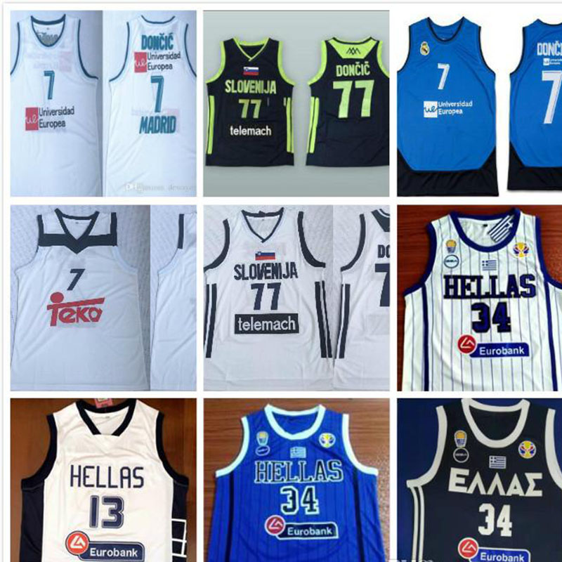 Slovenia basketball 77 Doncic #7 Luka Slovenija Real Madrid Euroleague Giannis G. Antetokounmpo #34 Greece National Hellas jerseys, Black
Slovenia basketball 77 Doncic #7 Luka Slovenija Real Madrid Euroleague Giannis G. Antetokounmpo #34 Greece National Hellas jerseys, Black