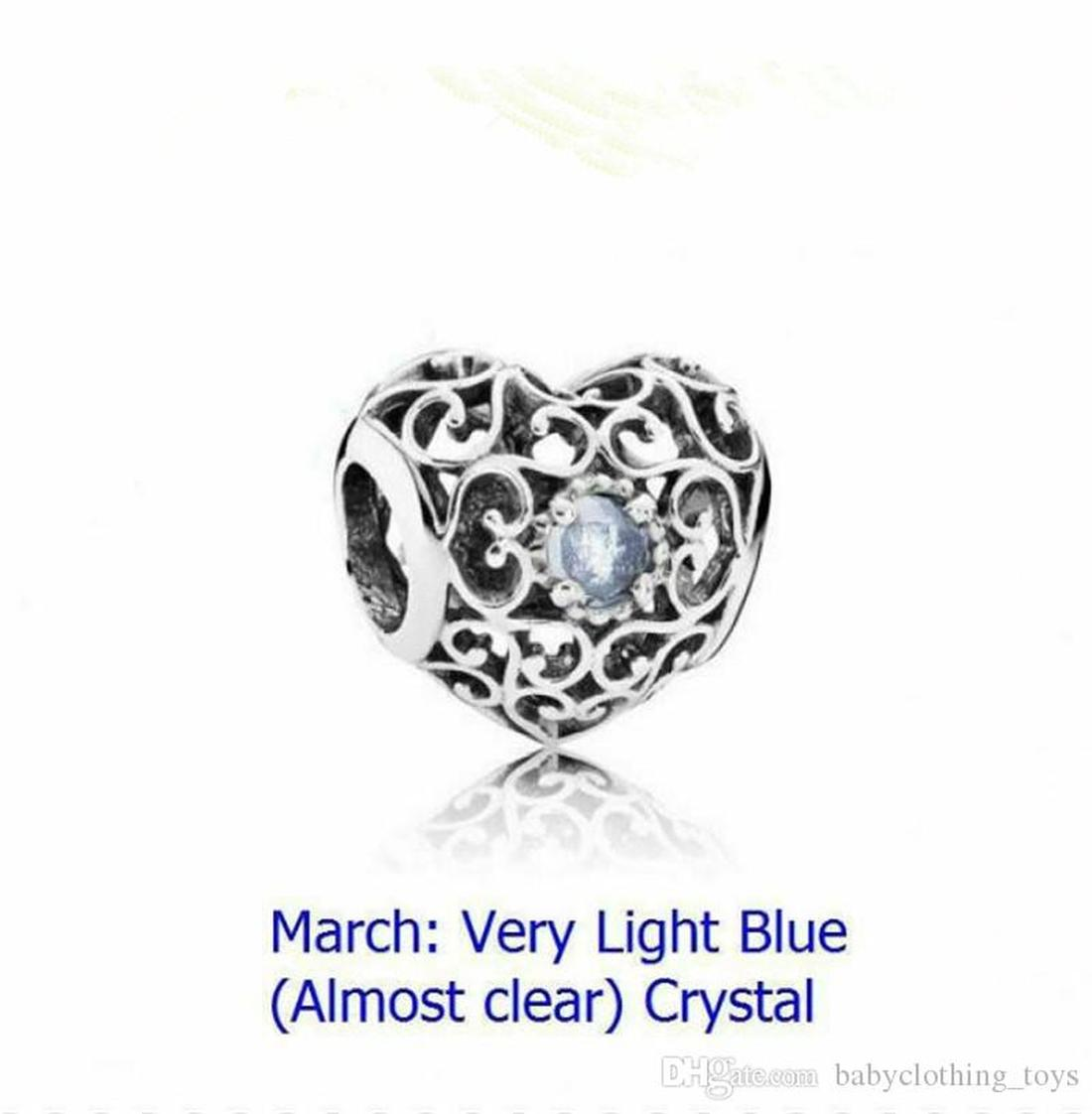 Fine jewelry Authentic 925 Sterling Silver Bead Fit Charm Bracelets Signature Heart Birthstone Bracelet Charm Safety Chain Pendant DIY beads
