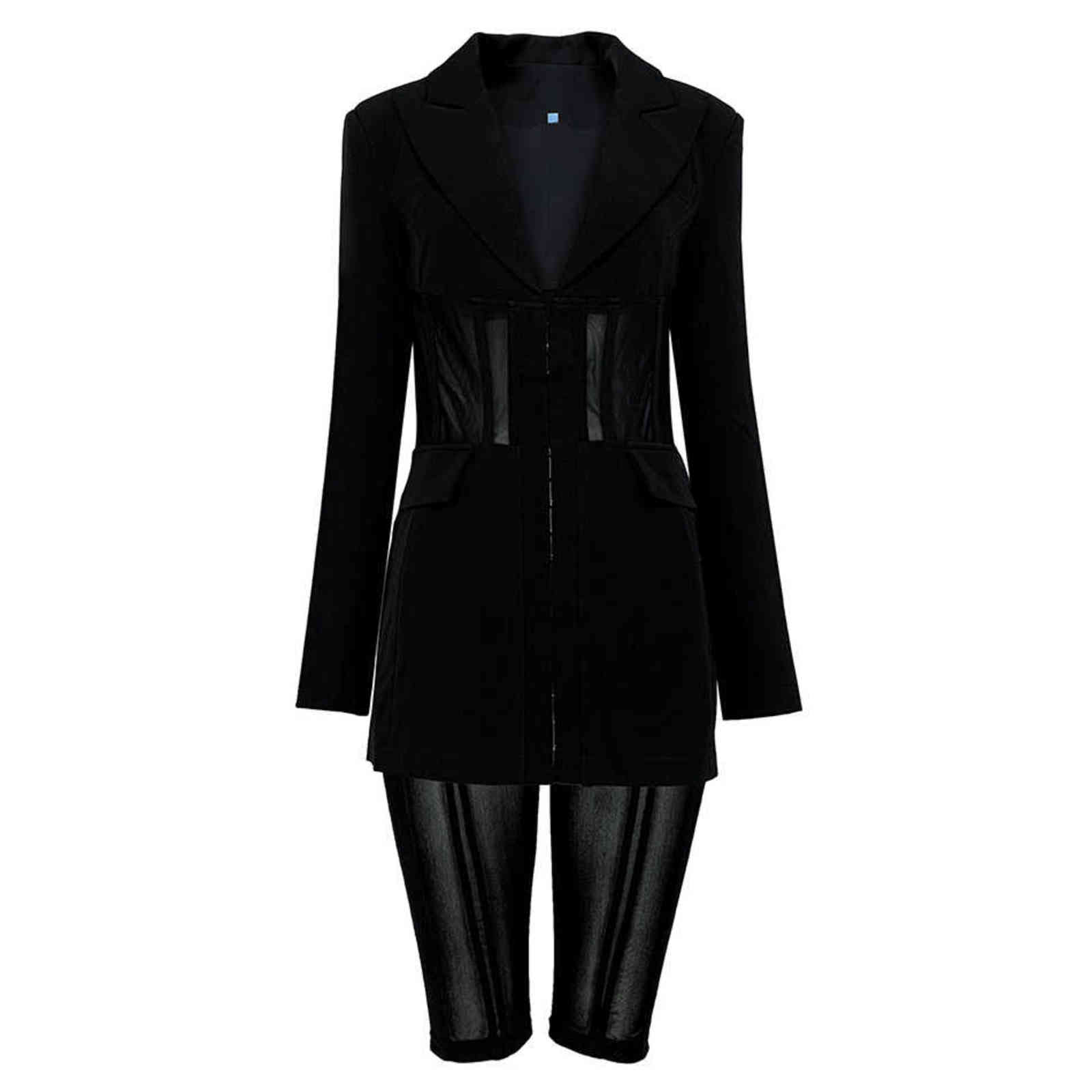 Ciara Amas Inspired Black Suit Set Blazer with Sheer Panels and Leggings 211105