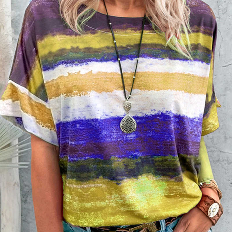 Summer Contrasting Color Patchwork O Neck Short Sleeve Women T Shirt Loose Casual Plus Size Ladies Streetwear Female Tops 210608, Blue
Summer Contrasting Color Patchwork O Neck Short Sleeve Women T Shirt Loose Casual Plus Size Ladies Streetwear Female Tops 210608, Blue