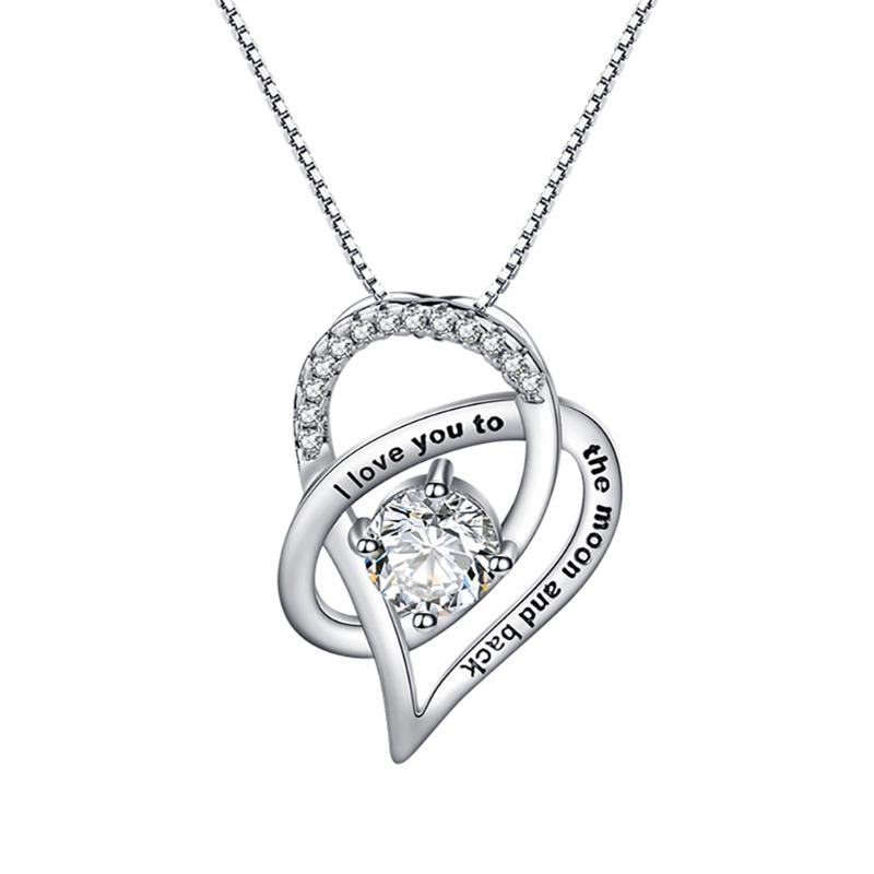 Pendant Necklaces Elegant Simple Mother's Day Necklace Romantic Diamond Letter Heart, Silver
Pendant Necklaces Elegant Simple Mother's Day Necklace Romantic Diamond Letter Heart, Silver