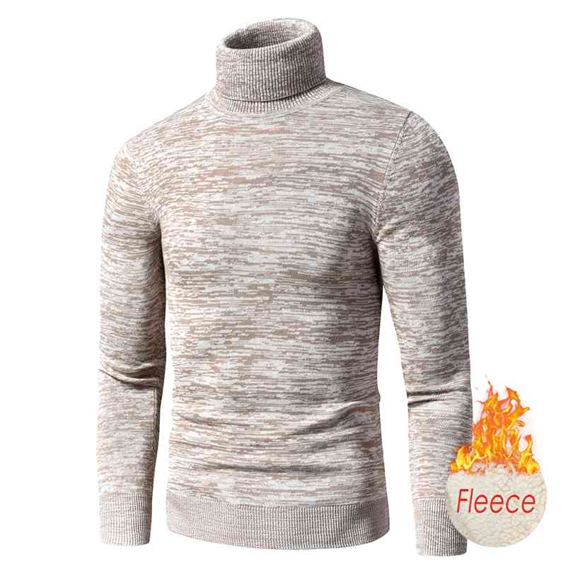 TFU Men Autumn Casual Mixed Color Cotton Fleece Turtleneck Sweater Pullovers Men Winter Fashion Warm Thick Sweater Men 210818