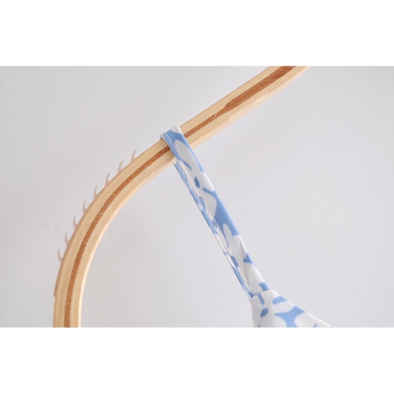 Summer Floral Print Backless Bow Knotted Blue Mini Dress Retro Sexy Women Lacing Up Back Sling Dresses Holiday 210429