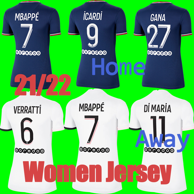 Women Football Jerseys #4 SRERGIO RAMOS #7 MBAPPE #10 NEYMAR JR Soccer jeseys 21/22 #9 ICARDI #6 VERRATTI Lady Shirt Uniform #11 DI MARIA #18 KEAN Female, Away jersey
Women Football Jerseys #4 SRERGIO RAMOS #7 MBAPPE #10 NEYMAR JR Soccer jeseys 21/22 #9 ICARDI #6 VERRATTI Lady Shirt Uniform #11 DI MARIA #18 KEAN Female, Away jersey