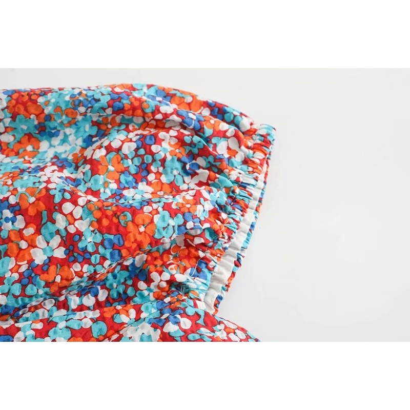 sexy floral print women short shirts summer fashion u neck ladies blouses lantern sleeve female shirt casual girls 210430