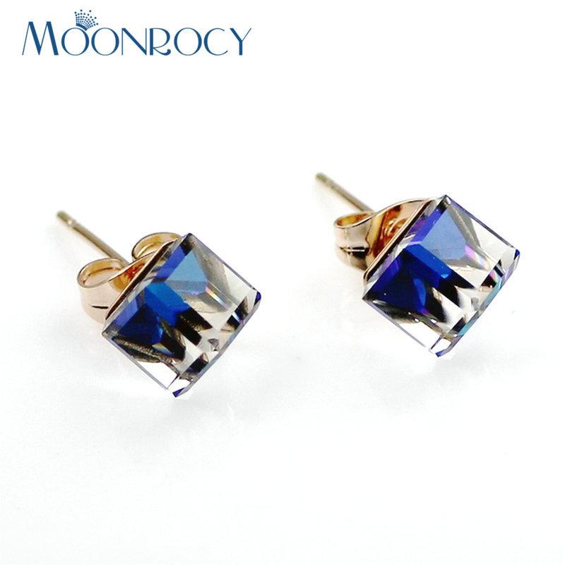 Stud MOONROCY Fashion Jewelry Wholesale Rose Gold Color Blue Purple Green ColourCrystal Earring For Women Girls Gift, Golden;silver
Stud MOONROCY Fashion Jewelry Wholesale Rose Gold Color Blue Purple Green ColourCrystal Earring For Women Girls Gift, Golden;silver