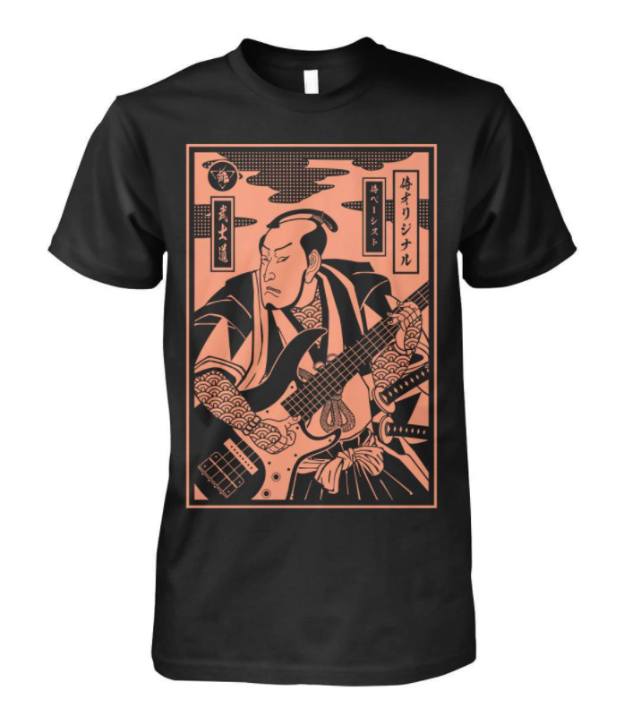 R1 BASSIST SAMURAI Funny Black T-Shirt S-6XL, White;black 
R1 BASSIST SAMURAI Funny Black T-Shirt S-6XL, White;black