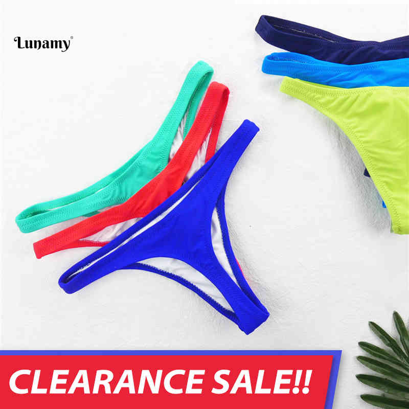 Lunamy Big Color Bikini Thong Sexy Swimsuit Women's Top T-brazilian Swimming Pool Girl