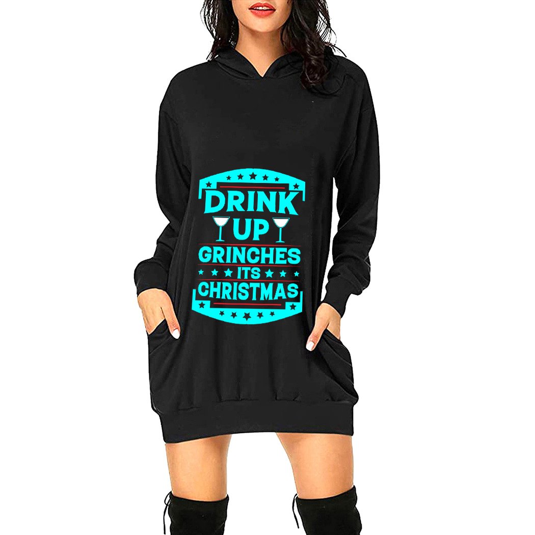 Women Thick Medium Length Hoodie Dress Autumn Winter Christmas Snowman Pattern Printing Long Sleeve Loose Casual Sport Street Wear Hip Hop Style Hooded Pullovers, Black 1
Women Thick Medium Length Hoodie Dress Autumn Winter Christmas Snowman Pattern Printing Long Sleeve Loose Casual Sport Street Wear Hip Hop Style Hooded Pullovers, Black 1