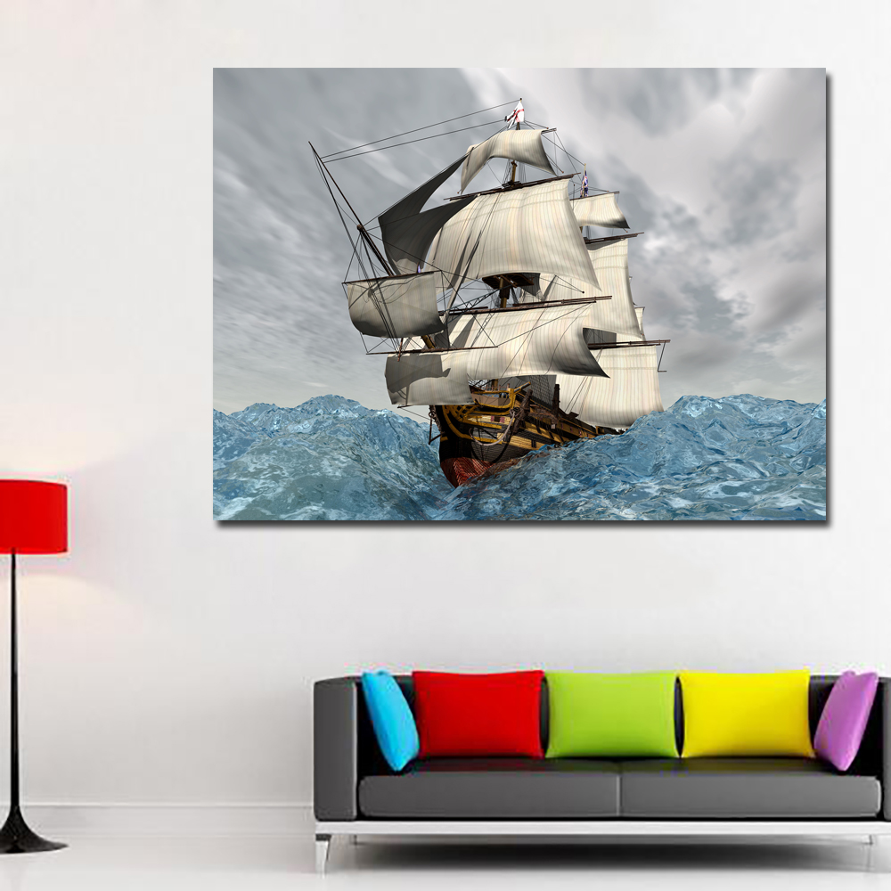 Canvas Painting Wall Art Picture Abstract Modern print on Landscape Ships Sailing Sea Canvas Painting Home Decor