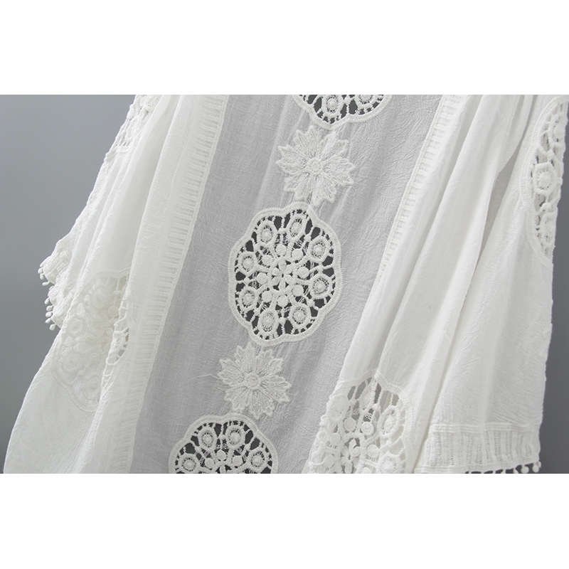 Fashion lace hollow women blouse shirt summer loose plus size Cardigan feminine s blusas 0335 40 210506