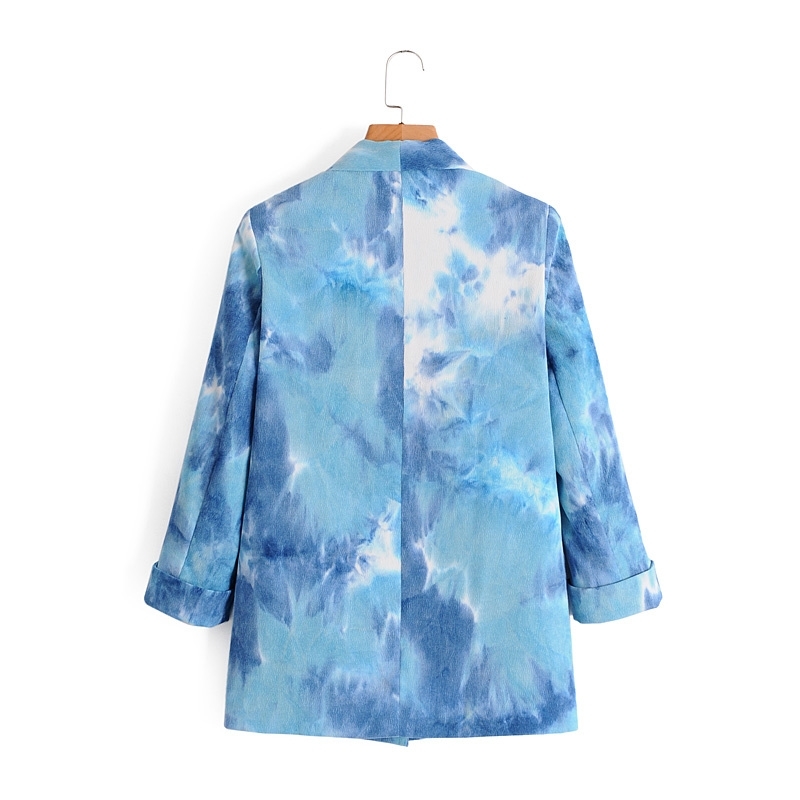 stylish women corduroy tie dye blazers fashion ladies elegant long jackets casual female slim blazer girls chic 210430