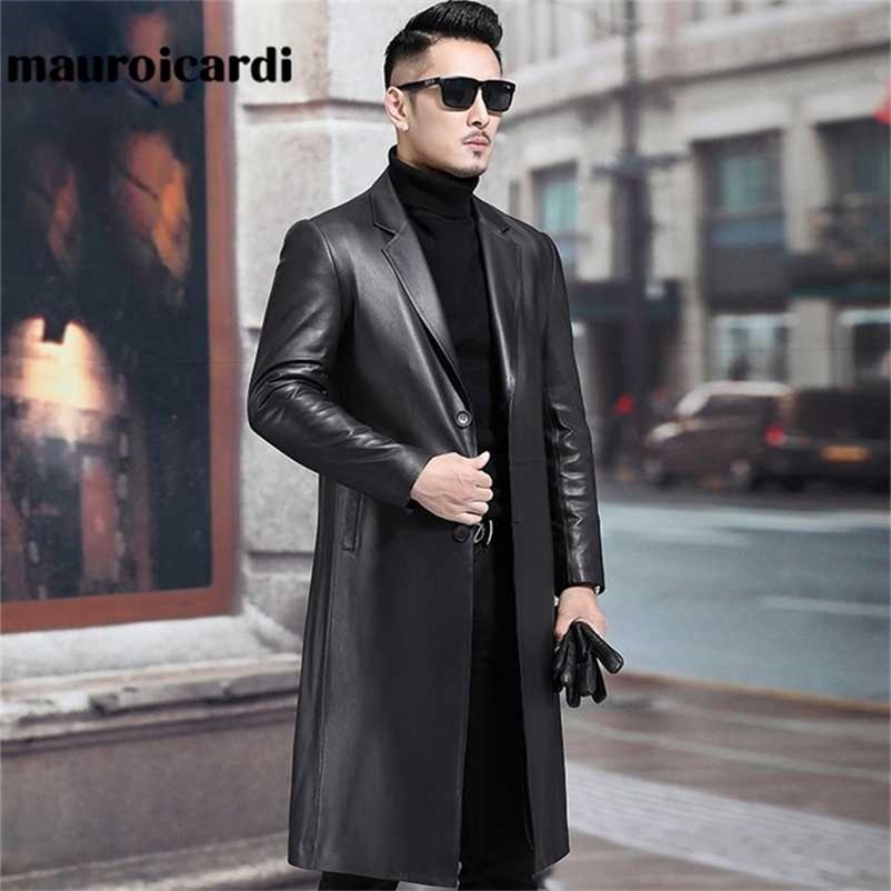 Mauroicardi Spring autumn long black mens leather blazer jacket long sleeve lapel Plus size faux leather jacket for men style 211110
Mauroicardi Spring autumn long black mens leather blazer jacket long sleeve lapel Plus size faux leather jacket for men style 211110