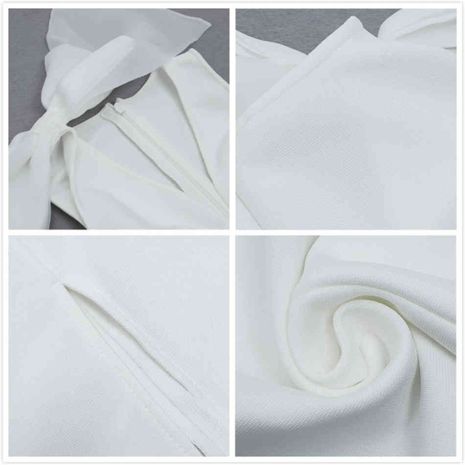 Free White Bandage Dress Women's Sexy V-neck Sleeveless Bodycon Split Celebrity Club Party Midi Vestidos 210524