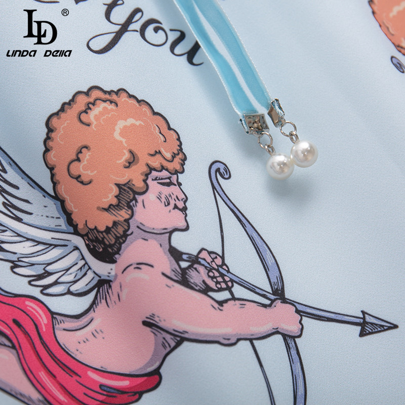 Summer Women Vintage Mini Dress Fashion Runway Ladies Bow tie Pockets Beading Print Slim Straight 210522