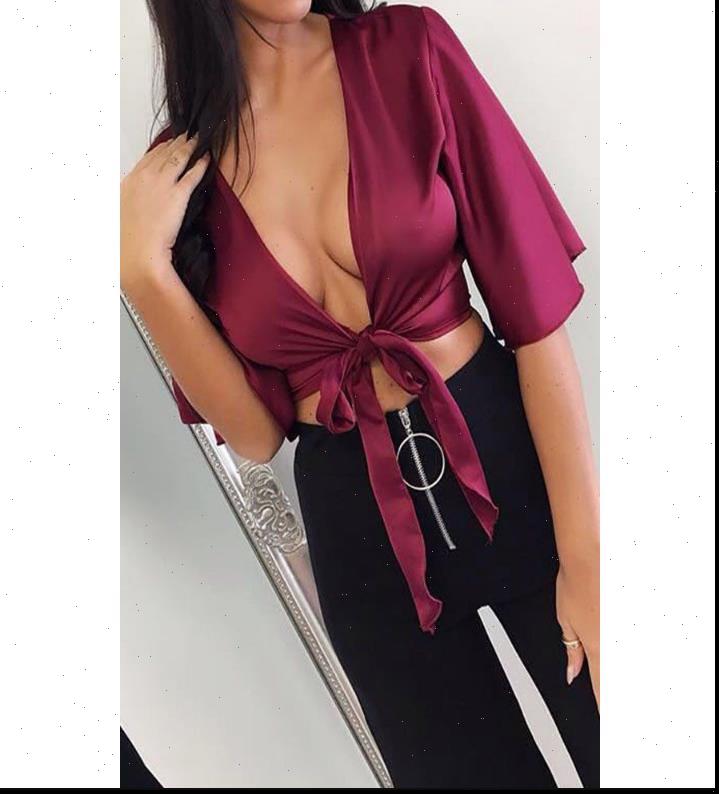 satin silk tie knot womens blouses crop half sleeve deep v neck shirts solid blouse, White
satin silk tie knot womens blouses crop half sleeve deep v neck shirts solid blouse, White