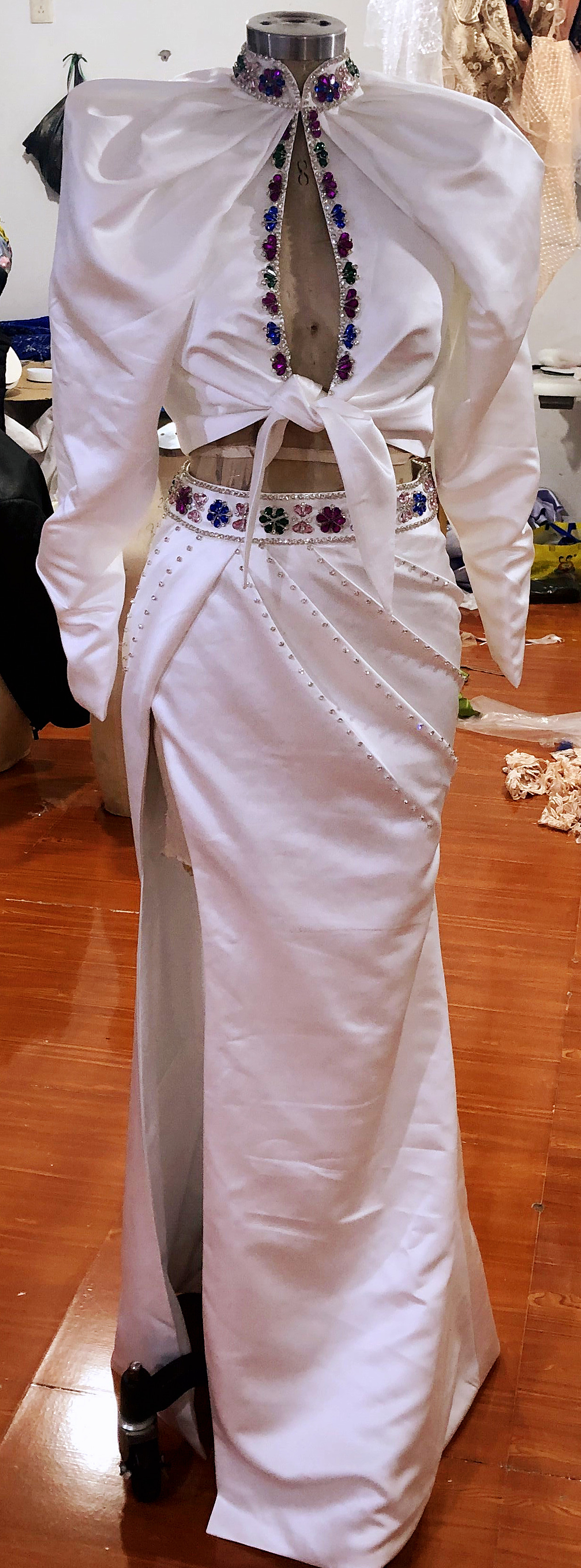 2022 Plus Size Arabic Aso Ebi Two Pieces Luxurious Prom Dresses High Split Sexy Evening Formal Party Second Reception Gowns Dress ZJ253