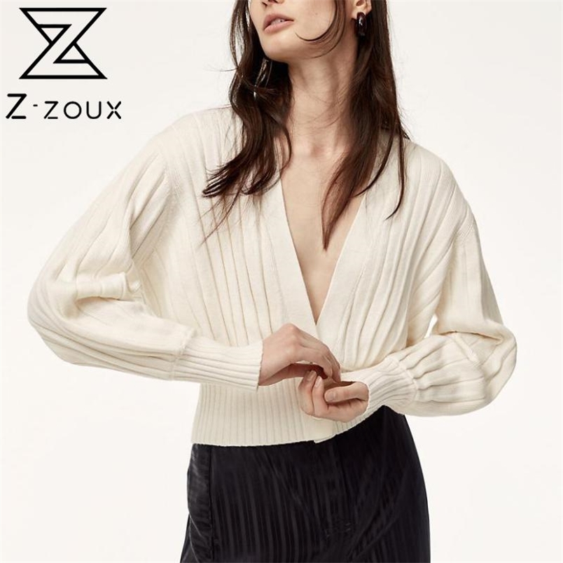 Women Sweater Lantern Sleeve V-Neck Short Cardigans Sweaters Black White Red Yellow All Match Knit 210513