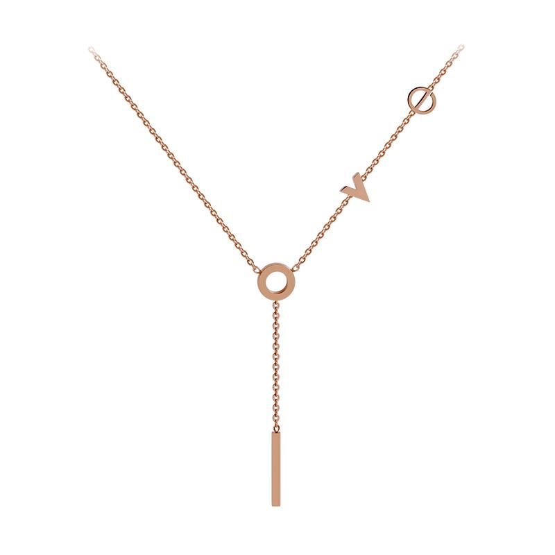 Pendant Necklaces YUN RUO Rose Gold Color LOVE Letters Necklace Titanium Steel Jewelry Woman Party Christmas Gift Never Fade Drop