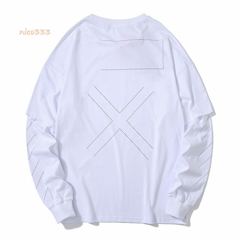 European t shirt and American fashion brand men's youth fake two pieces of incomplete sketch T-shirt cotton long-sleeved black white simple loose, White;black
European t shirt and American fashion brand men's youth fake two pieces of incomplete sketch T-shirt cotton long-sleeved black white simple loose, White;black