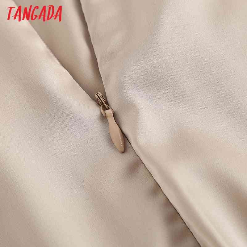 Women Solid Satin Midi Skirt Faldas Mujer Vintage Zipper Office Ladies Elegant Chic Skirts 6D41 210416