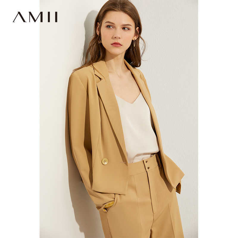 Minimalism Autumn Fashion Women Set Solid Lapel Short Suit Coat High Waist Straight Pants Female 1200 210527