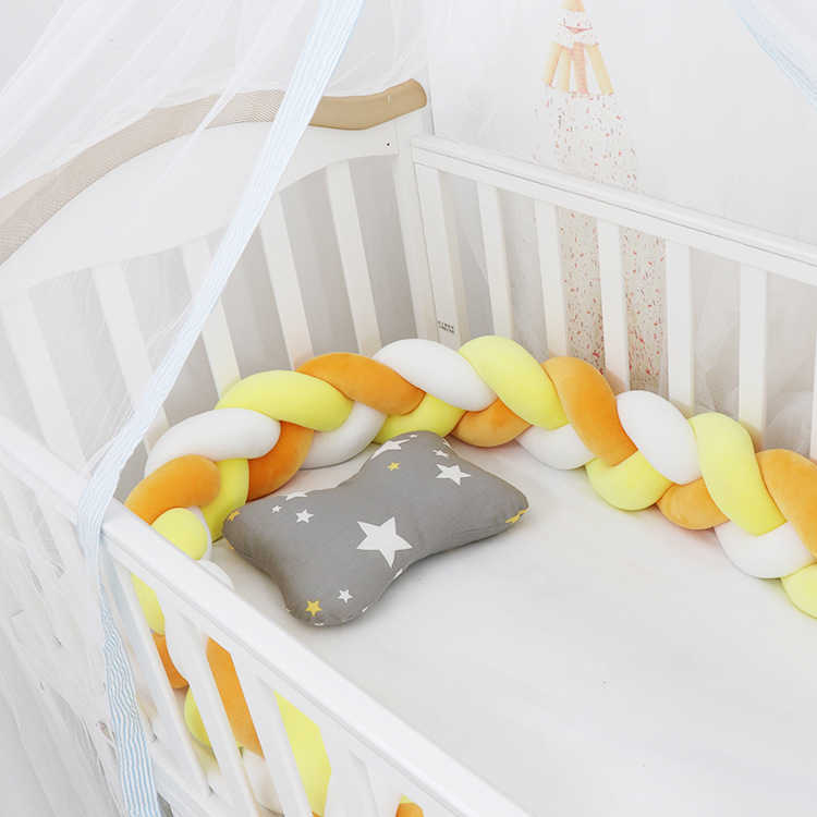 100cmBaby Bumper Bed Braid Knot Pillow Cushion for Infant Kids Crib Protector Cot Room Decor Anti-collision 211025