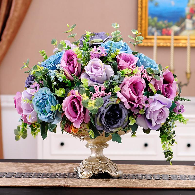 European Flower Simulation Table Setting Set The Living Room Decoration Flowers Are Whole Floral Suit Vases