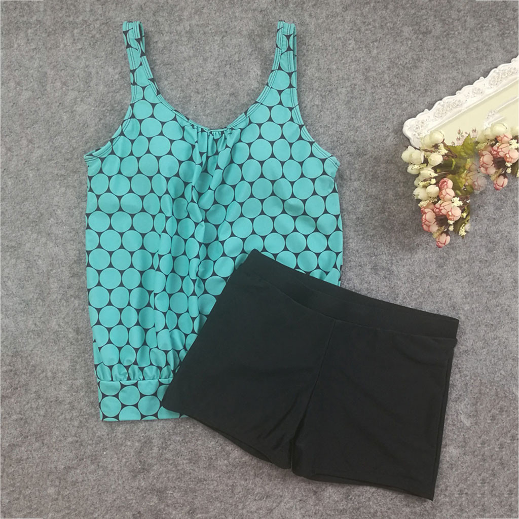 Tankini Two Piece Swimsuit Female Bikinis Women Swimwear Plus Size Push Up Bathing Suit Shorts Beach Bathers Trunks 210520