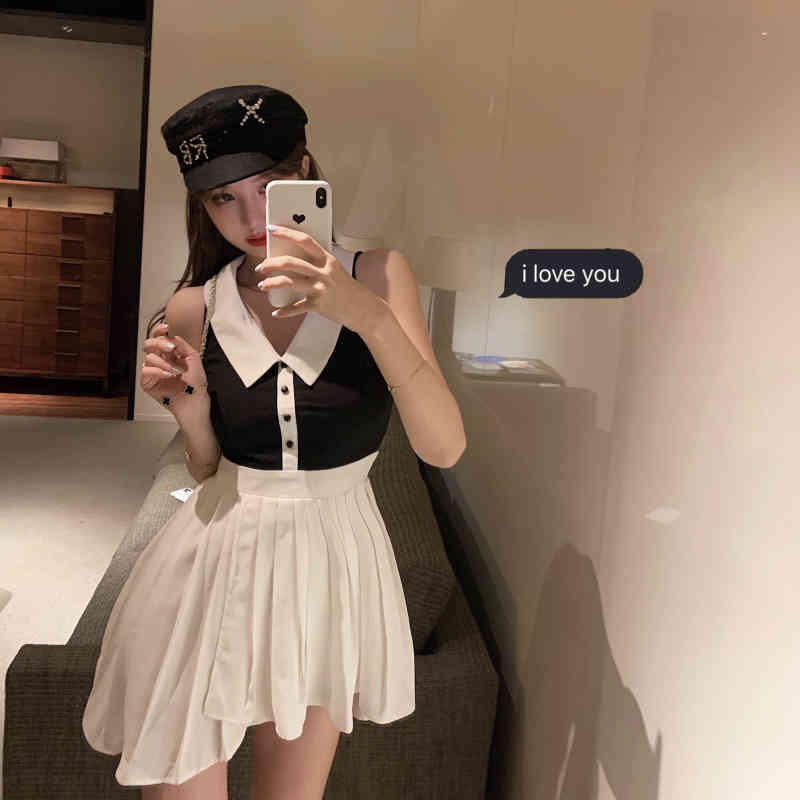 Summer Sleeveless Elegant Dress Women Casual Kawaii Vingate Mini Party Dress Female Evening Dress Korean Cute 210521