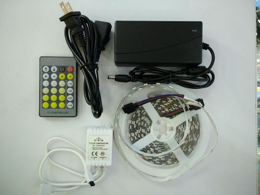 CW+WW Double Color Temperature 60LED/m 5m 300LED LED Strip Light Tape IP20/IP65+24Key IR Remote+12V 5A Adapter Strips
CW+WW Double Color Temperature 60LED/m 5m 300LED LED Strip Light Tape IP20/IP65+24Key IR Remote+12V 5A Adapter Strips