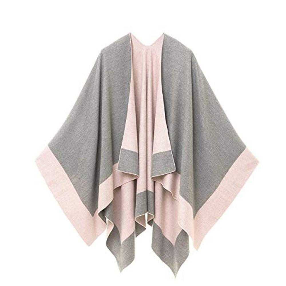 Ladies Pashmina Scarf Cape Bohemia Woman Winter Coat Cloak Imi tation Cashmere Poncho Cover Up Woolen Shawls Wrap Knit Capa X0722