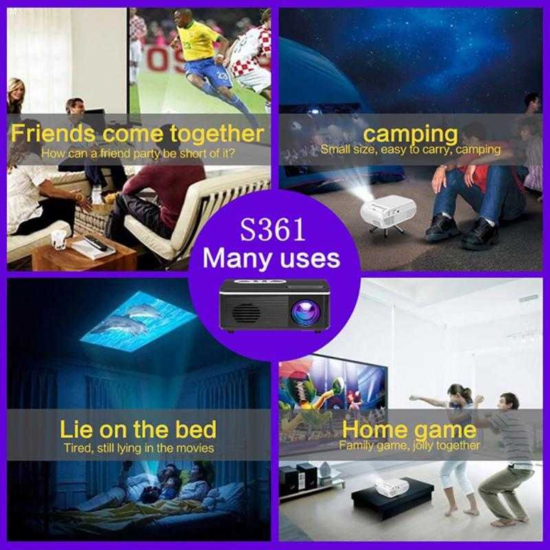S361 Mini Full HD 1080P Portable Home Projector 4K Wifi Cinema Video Theater Projectors For Mobile Smartphone 1000 Lumens 210609