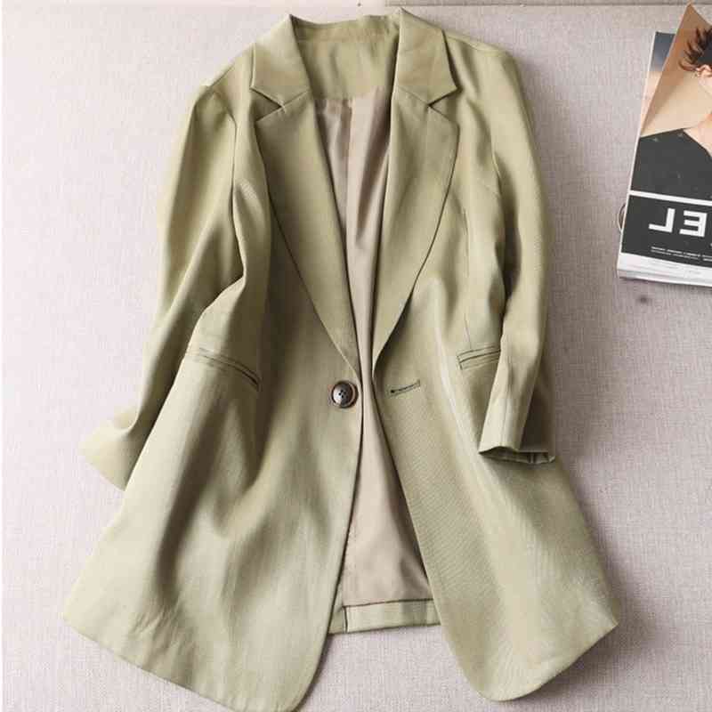 Spring Elegant Office Lady Thin Tailored Coats Casual Loose Soft Silm Jakets Fashion All-match Women Tops Clothing 210525