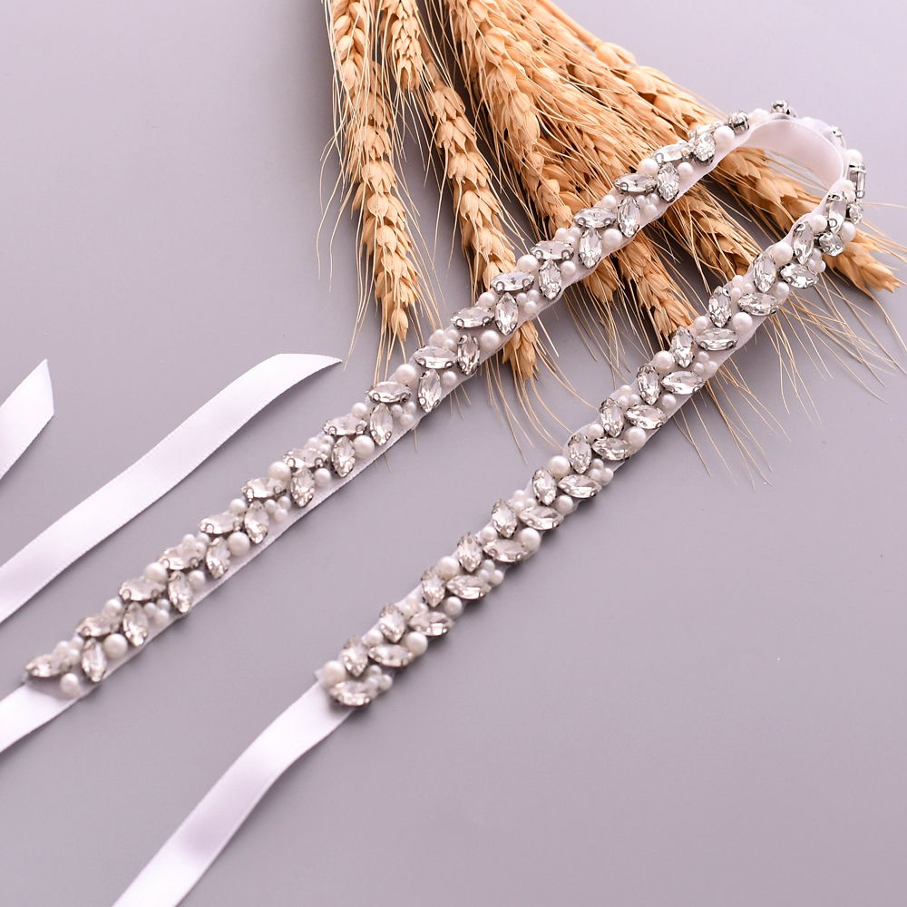 Silver Diamond Belts Wedding Sashes Rhinestone Belt Jeweled Sash Dress Belt Crystal Trim Applique Bridal for Women Belts