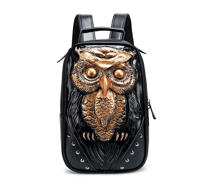 Fashion 3D Embossed Owl Backpack bags for women men travel Rivet giris Bag personality waterproof Lady Cool School Bags