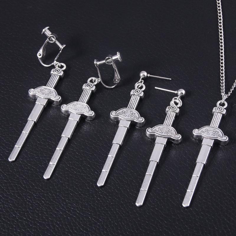 

Dangle & Chandelier Fashion Anime Shaman King Cosplay Pendant Earrings Yoh Asakura Tao Ren Sword Drop For Women Men Ear Clip Jewelry Props