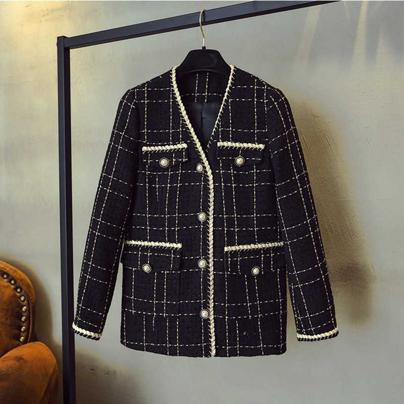 ZAWFL Luxury Designer Brand Wool Blends Coat for Women Fashion Black Vintage V-Neck Plaid Wide Waisted Tweed Coat S-XXL 211020 от DHgate WW