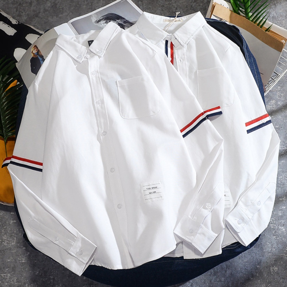 Mens Thom Tb Dog Oxford Fabric High Quality Striped Down Collar Blouse Covered Business Long Sleeve Designer Shirts, White;black
Mens Thom Tb Dog Oxford Fabric High Quality Striped Down Collar Blouse Covered Business Long Sleeve Designer Shirts, White;black