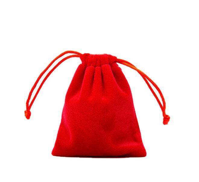 100Pcs 5X7cm Velvet Drawstring Pouch Bag/Jewelry Bag Christmas/Wedding Gift Bags Black Red Pink Blue 8 Color G