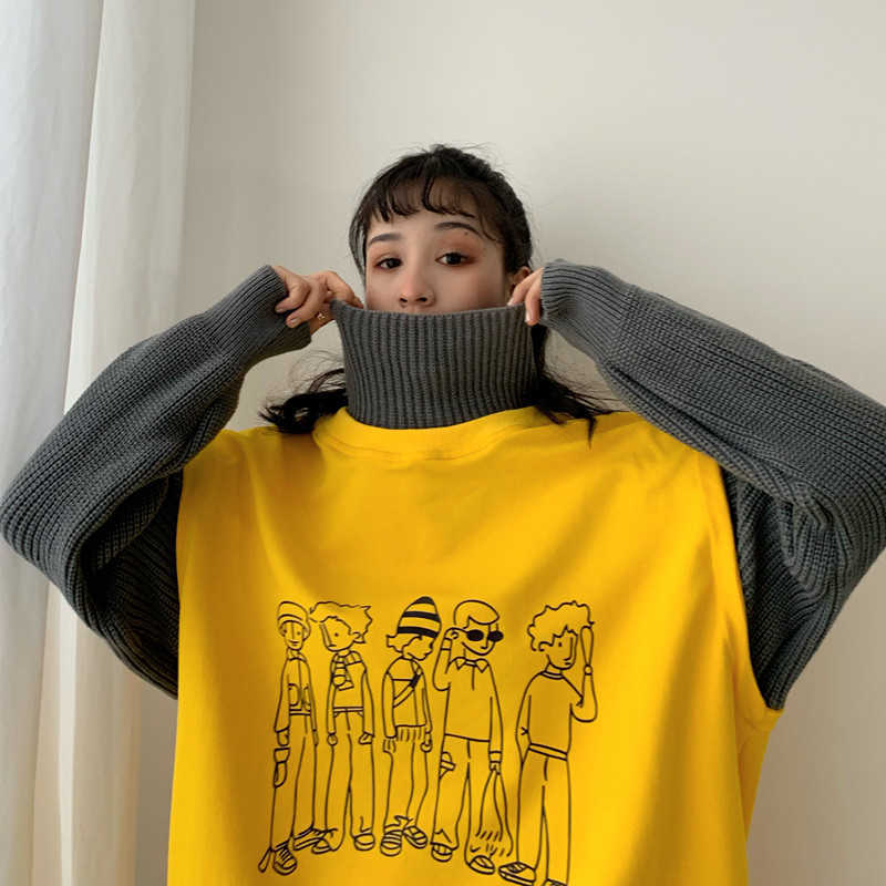 Fake two pieces Vintage Korea Ulzzang winter fun chic cartoon ins long sleeve high collar female punk Plus size sweatshirt 210608, Black
Fake two pieces Vintage Korea Ulzzang winter fun chic cartoon ins long sleeve high collar female punk Plus size sweatshirt 210608, Black