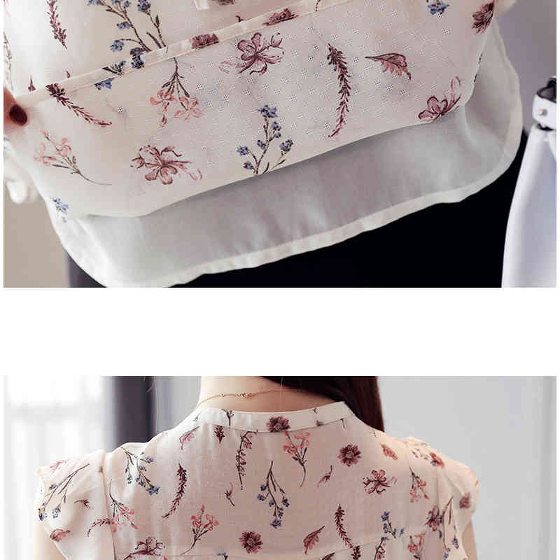 Summer New Women Tops and Blouses Casual Chiffon Floral Women Blouse Printing Bow Office Lady Shirt Camisas Mujer 8625 50 210417