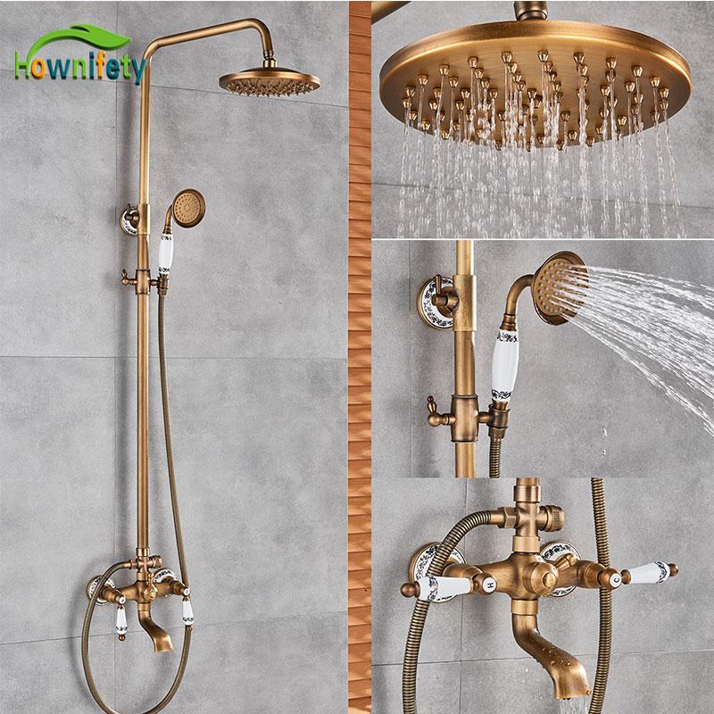 Classic Antique Brass Bathroom Shower Faucet Set Bathtub Bath Tap Rainfall Head Swivel Watering Sets
Classic Antique Brass Bathroom Shower Faucet Set Bathtub Bath Tap Rainfall Head Swivel Watering Sets