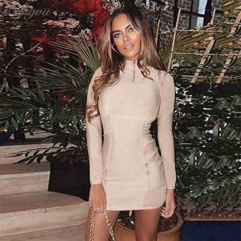 Summer Product Bodycon Bandage Dress Ladies Sexy Zipper Nude Long Sleeve Mini Club Celebrity Party 210525
Summer Product Bodycon Bandage Dress Ladies Sexy Zipper Nude Long Sleeve Mini Club Celebrity Party 210525