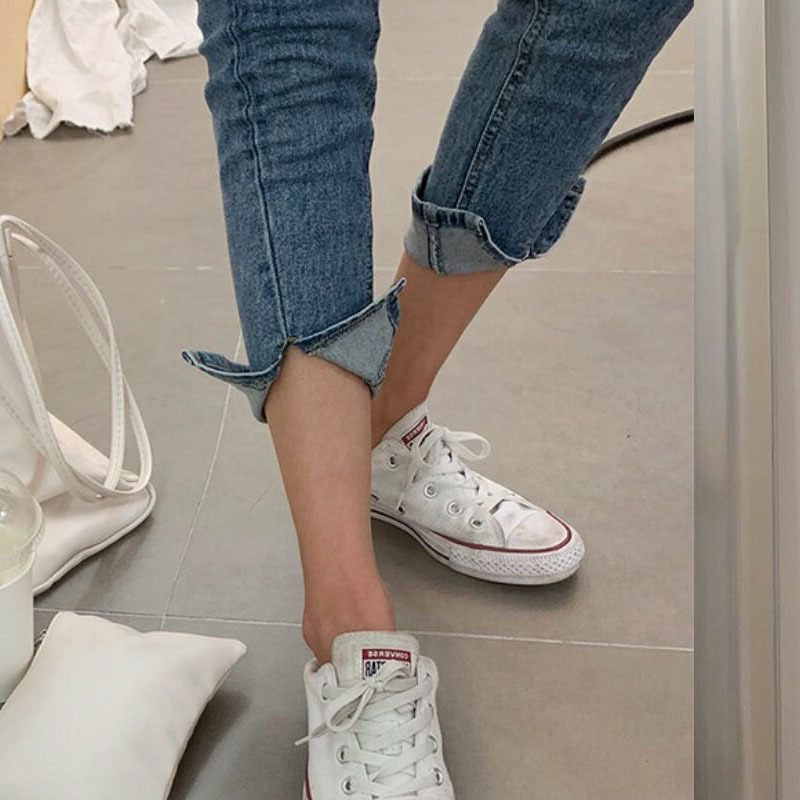 Broek Mujer Jeans for Women Korean Blue High Waist Slim Ankle-length Pant Simple Denim Pantalones Ropa De 10407 210427